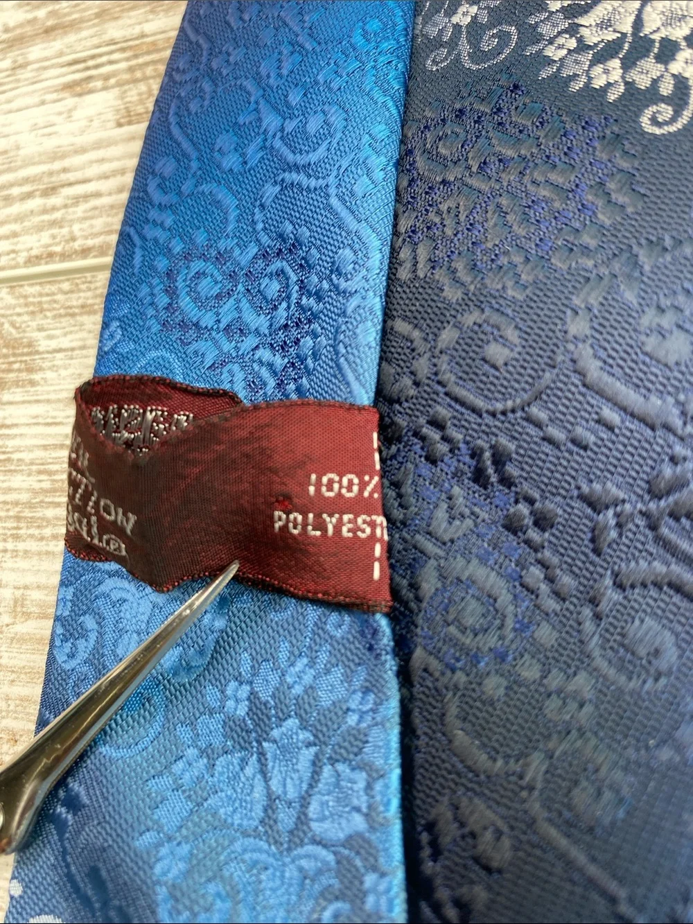 Blue Damask Tie Wide 4” Formal Wedding Prom Jacquard Designer Collection Regal